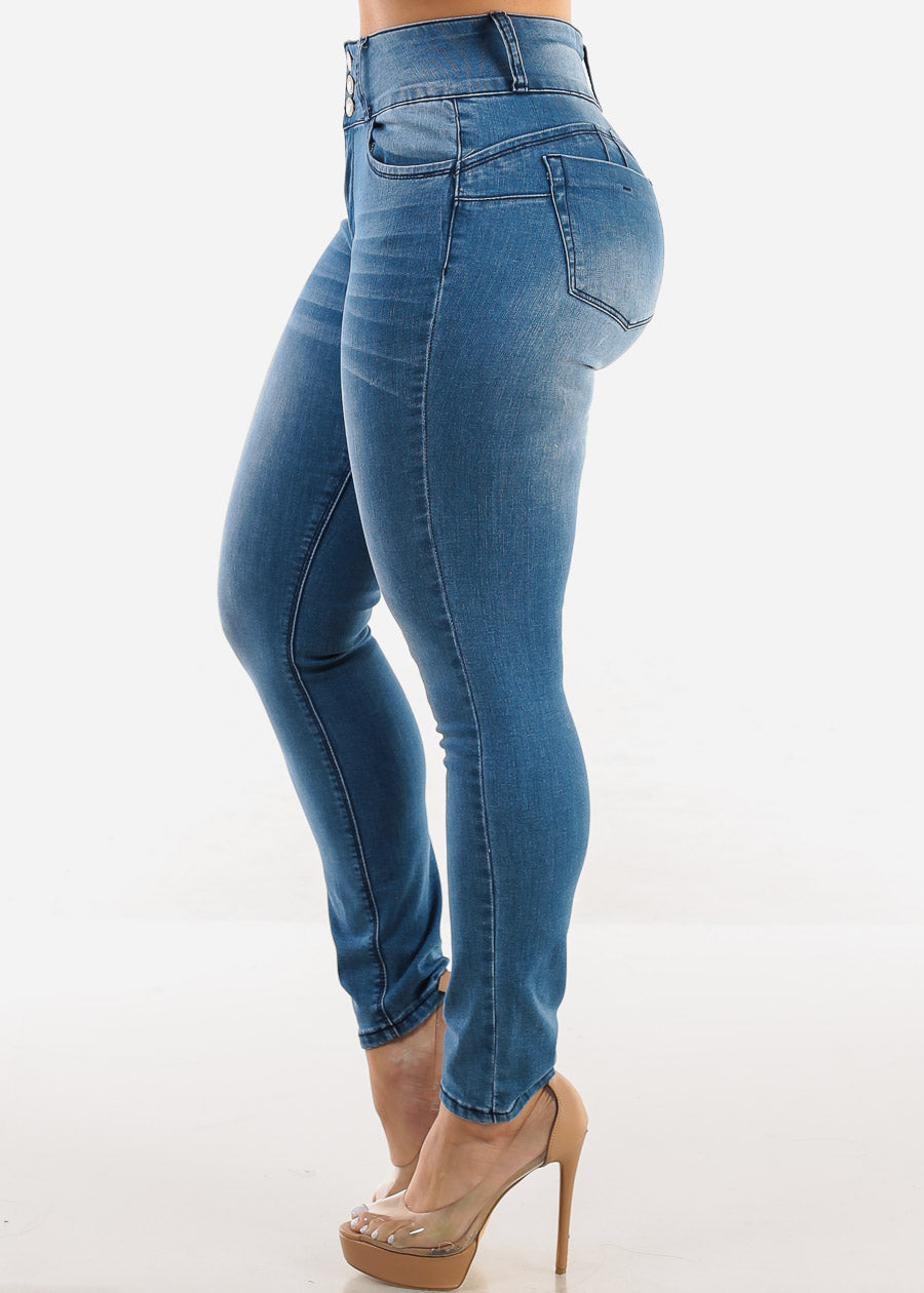 Butt Lift High Waist Skinny Jeans Blue Wash