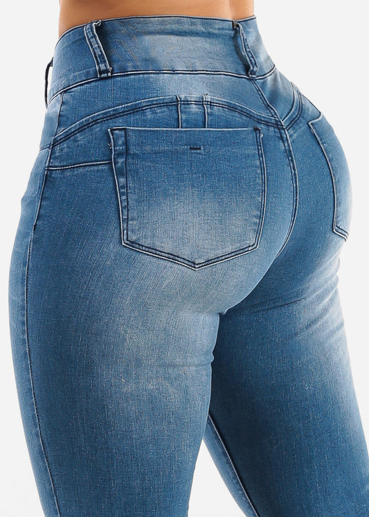 Butt Lift High Waist Skinny Jeans Blue Wash