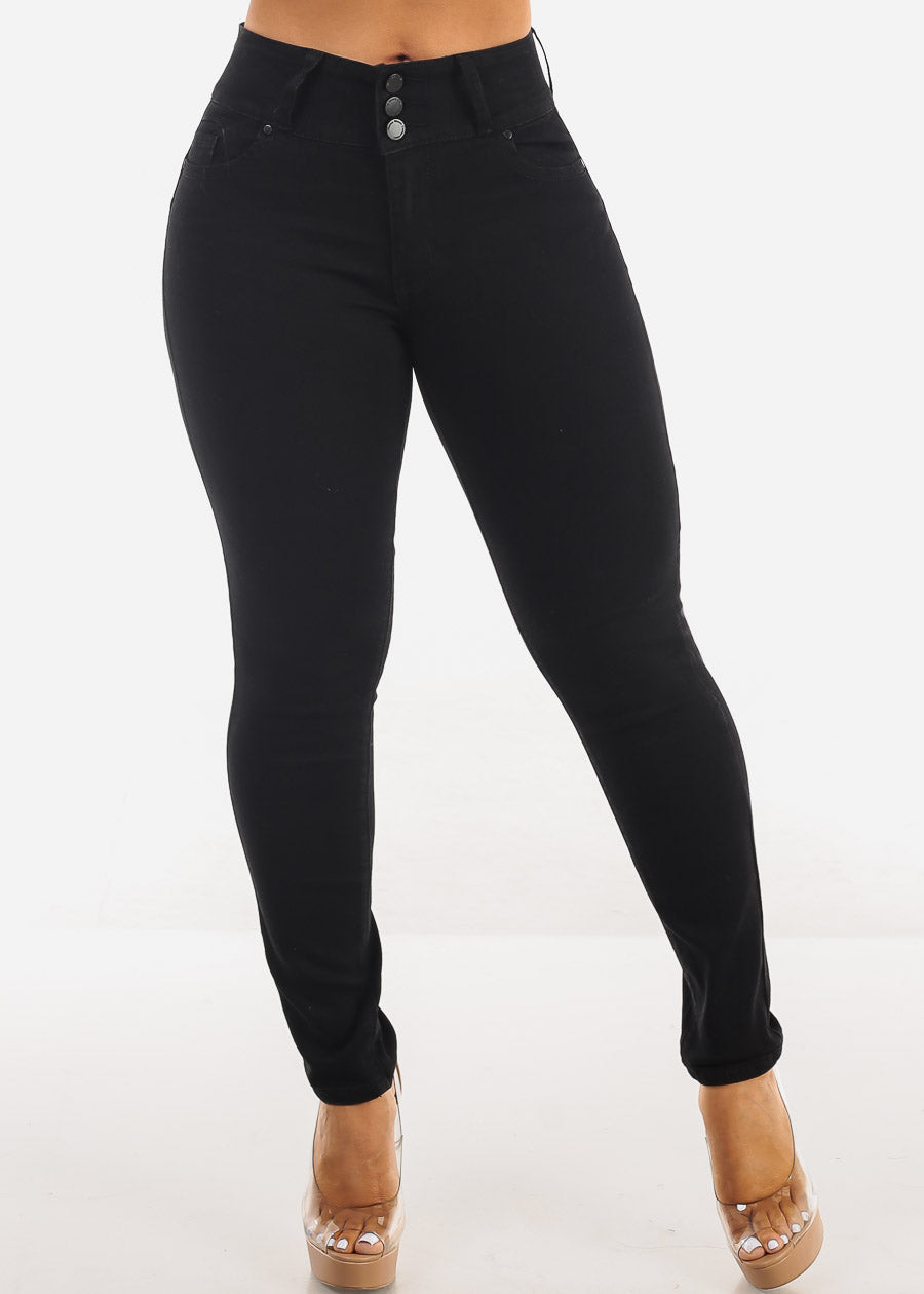 Black Butt Lifting Mid Rise Skinny Jeans