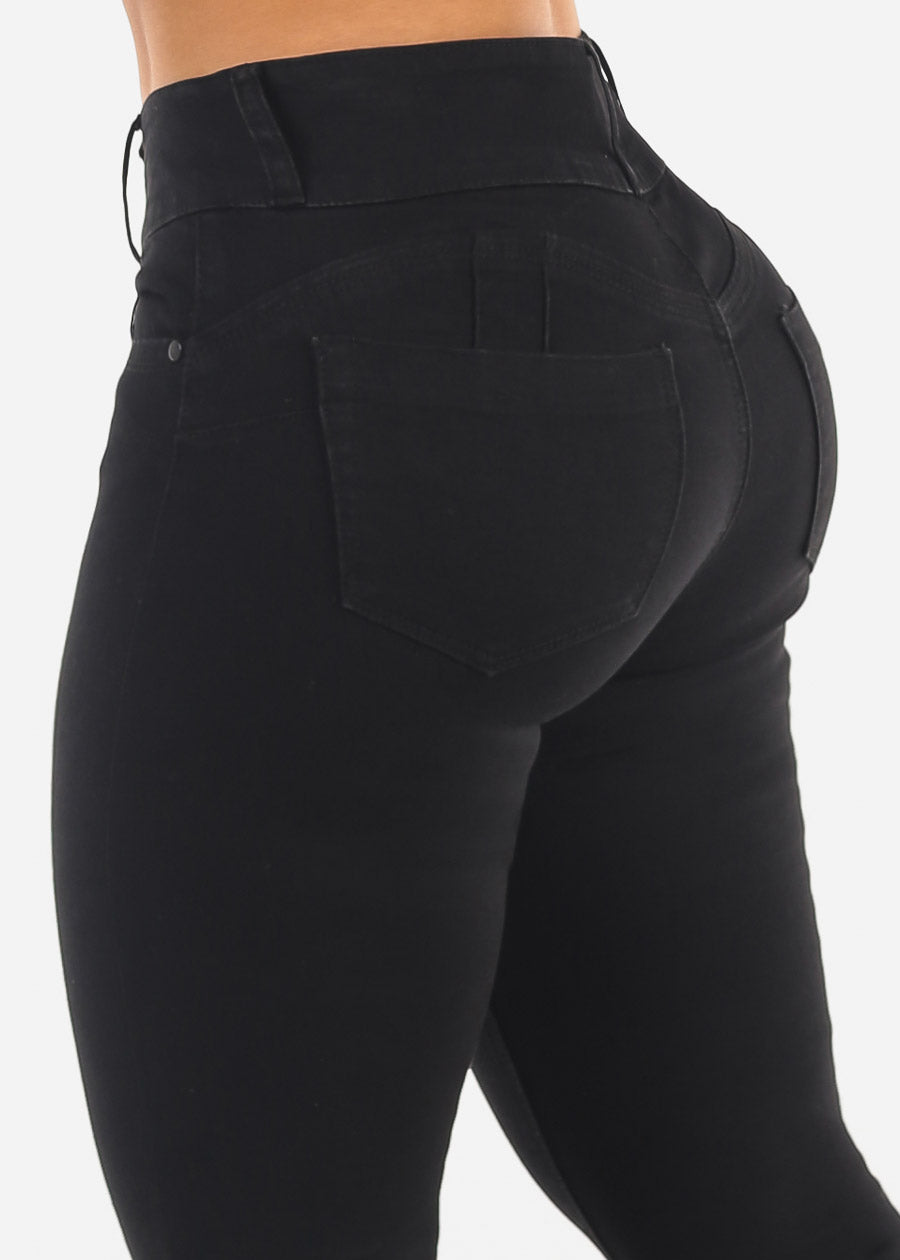 Black Butt Lifting Mid Rise Skinny Jeans