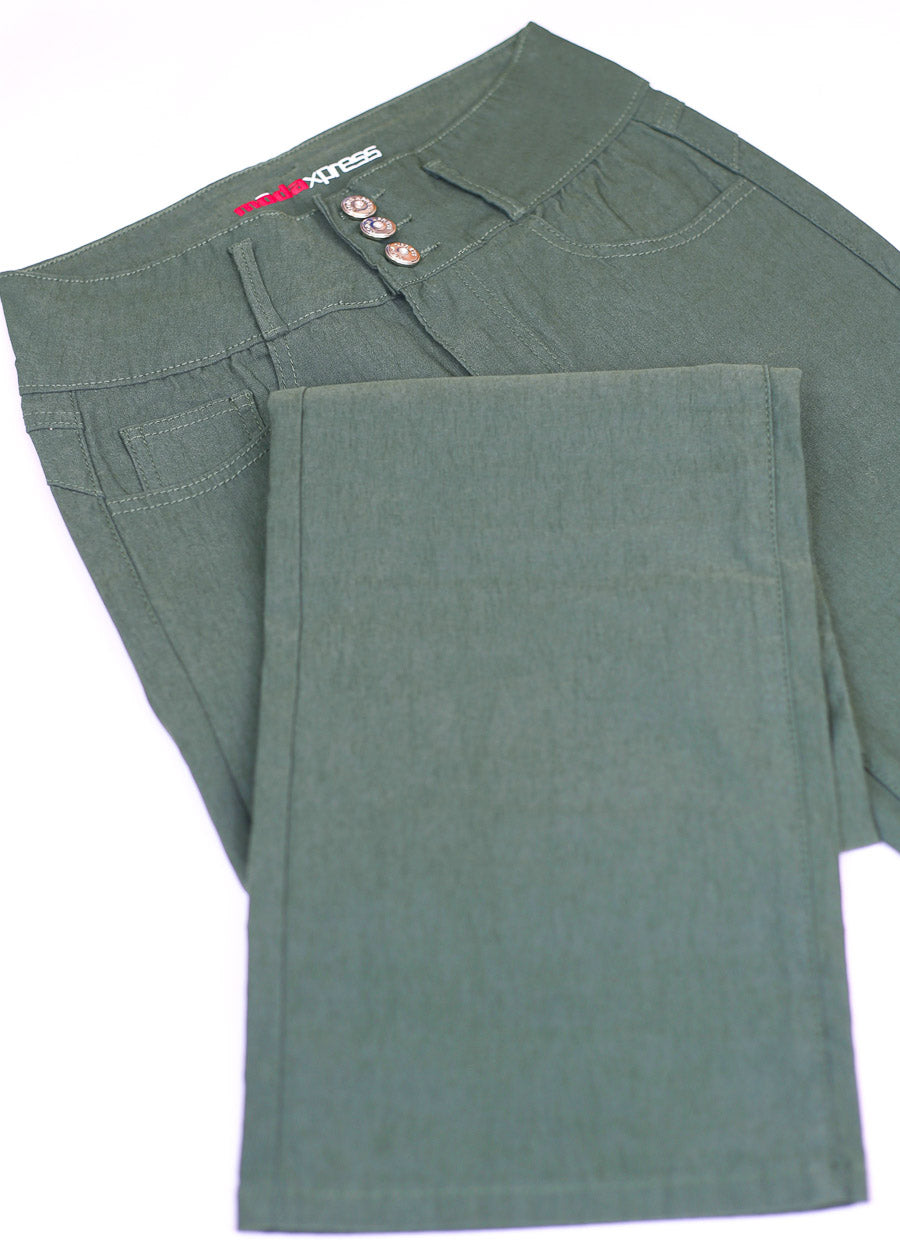 MX JEANS Butt Lift Hyper Stretch Straight Wide Leg Pants Olive