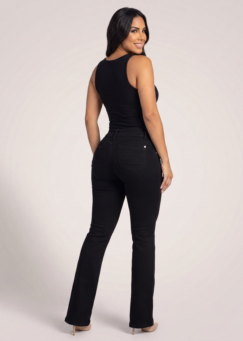 MX JEANS Butt Lifting Mid Rise Black Bootcut Jeans