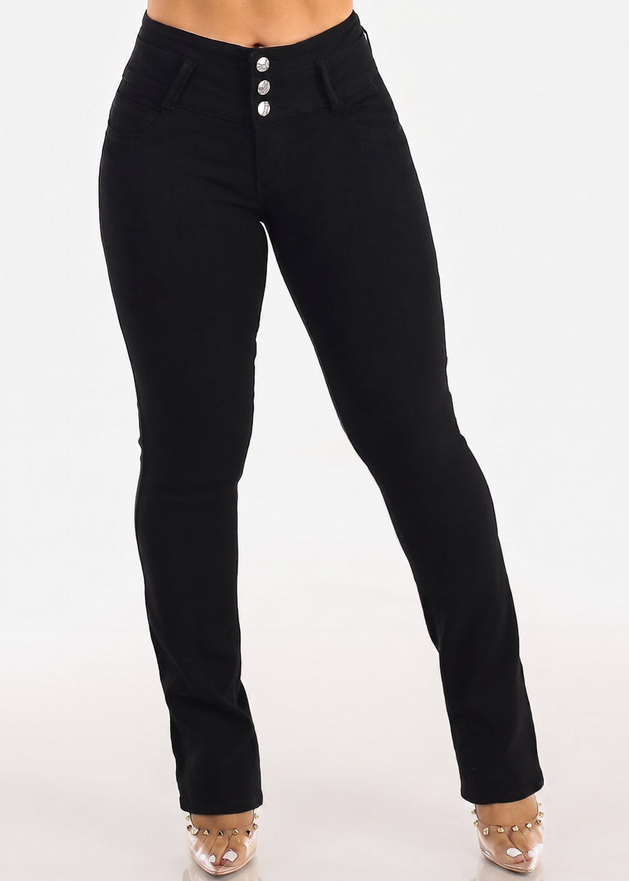 MX JEANS Butt Lifting Mid Rise Black Bootcut Jeans