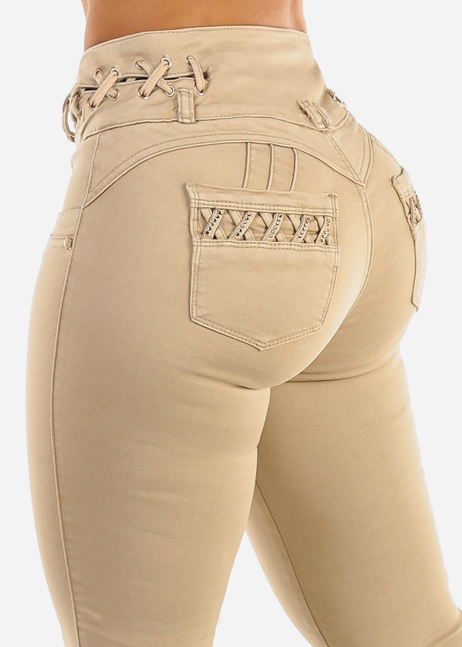 Butt Lift High Waist Khaki Skinny Jeans