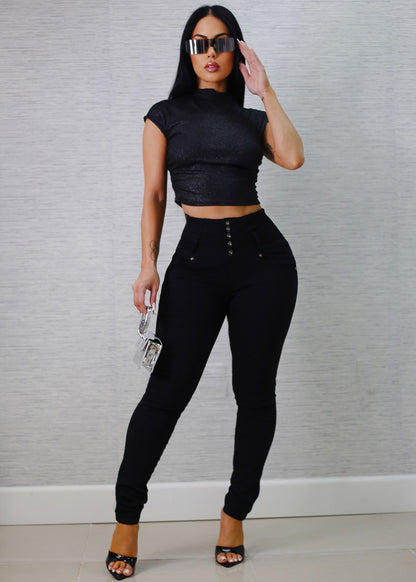 MX JEANS High Rise Sexy Black Skinny Jeans