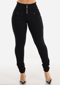 MX JEANS Ultra High Rise Sexy Black Skinny Jeans