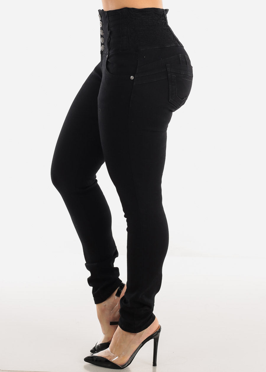 MX JEANS Ultra High Rise Sexy Black Skinny Jeans