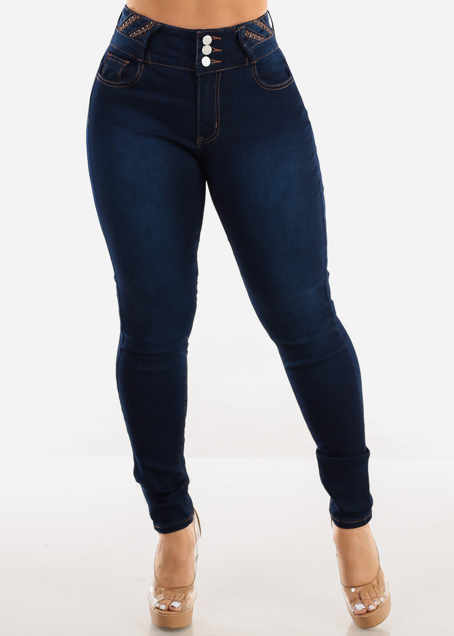 Butt Lift High Waist Skinny Jeans Dark Blue