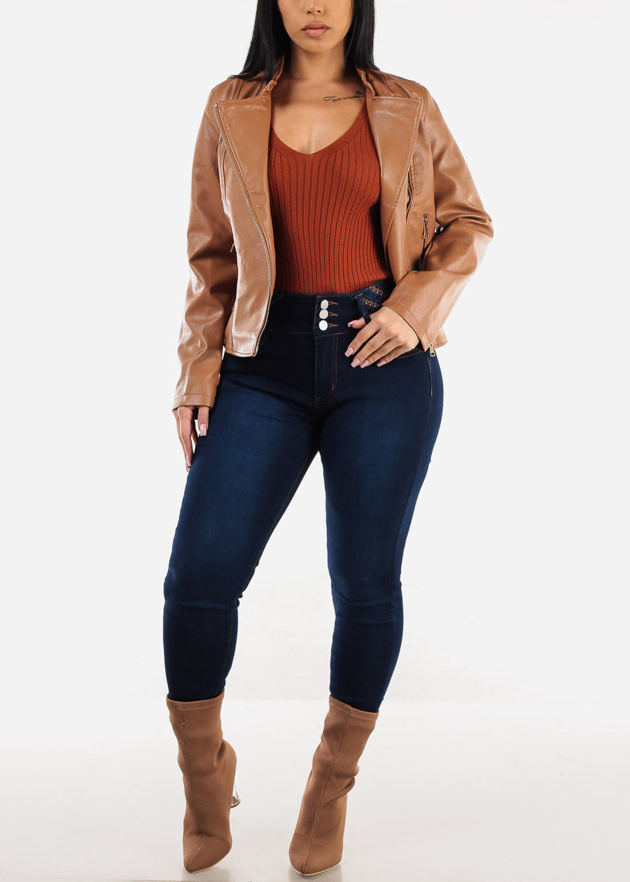 Butt Lift High Waist Skinny Jeans Dark Blue