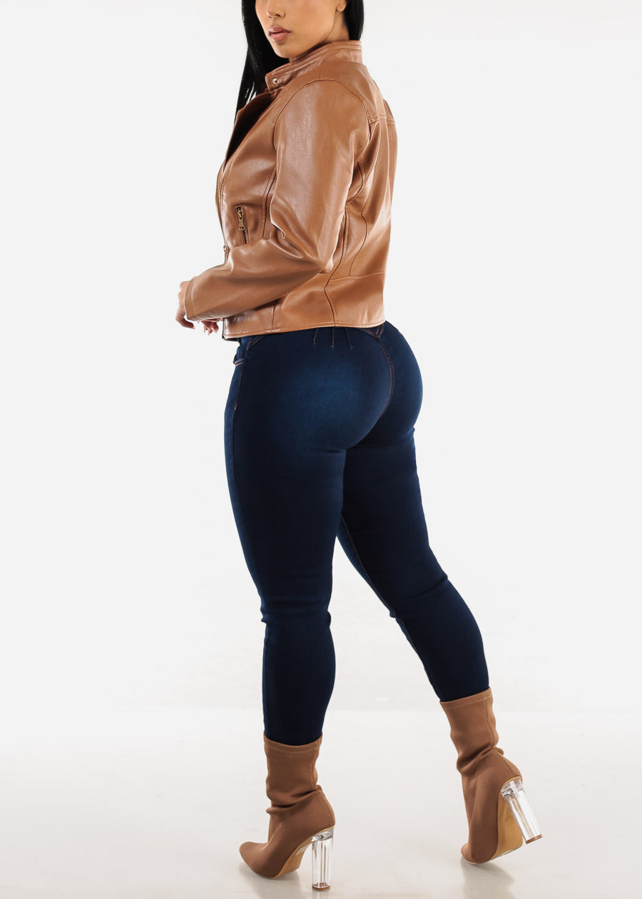 Butt Lift High Waist Skinny Jeans Dark Blue