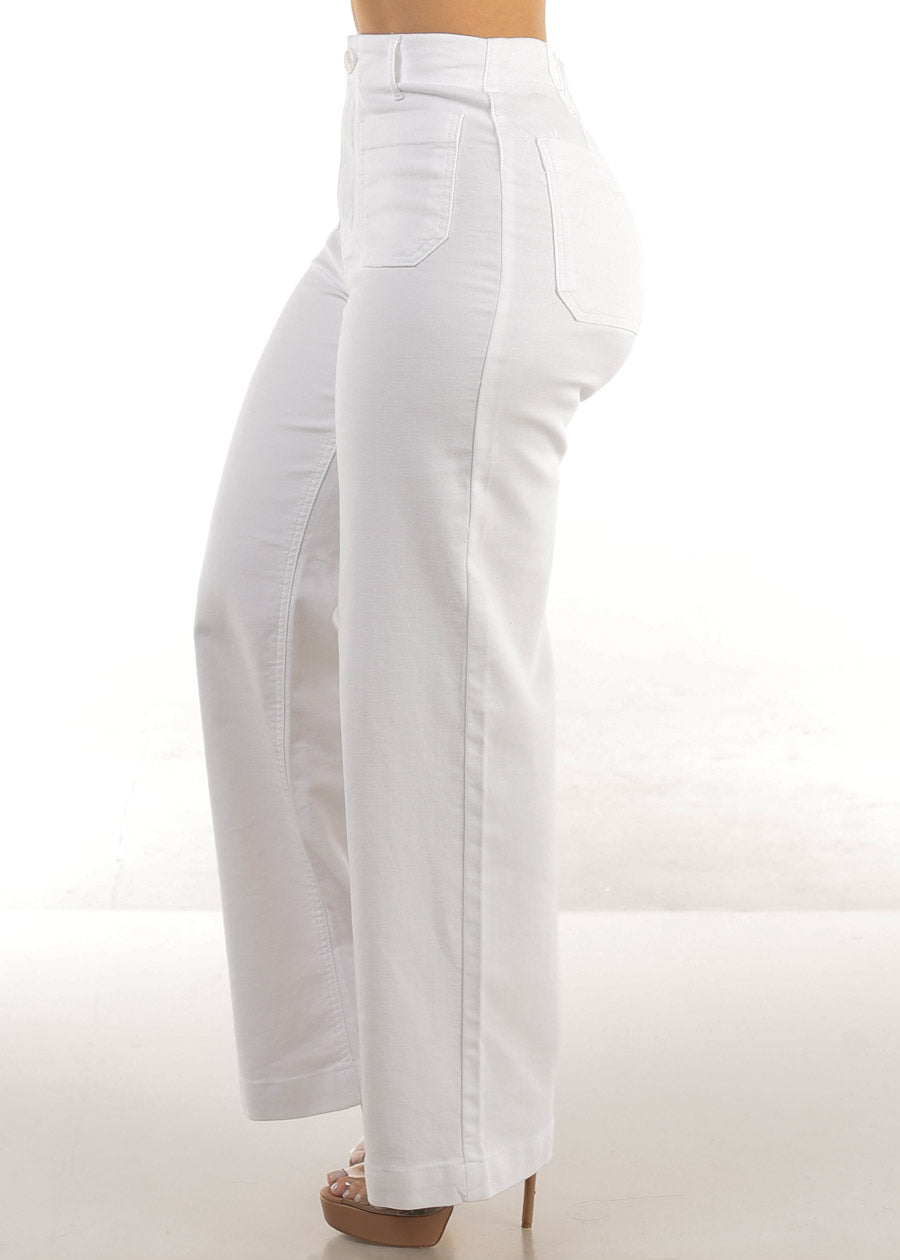 Butt Lift Super High Waist Wide Leg Pants White