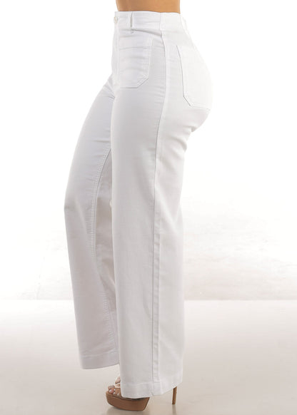 Butt Lift Super High Waist Wide Leg Pants White
