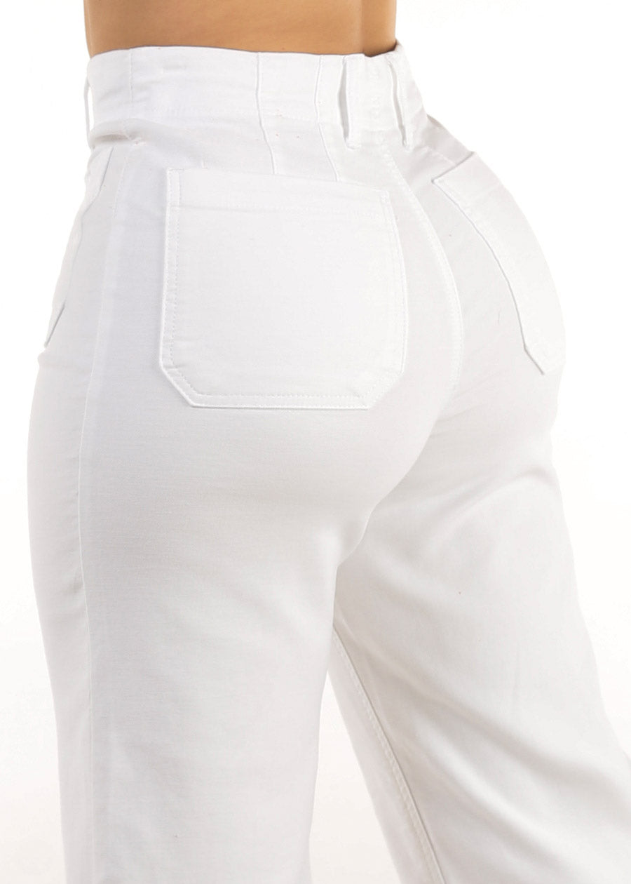 Butt Lift Super High Waist Wide Leg Pants White