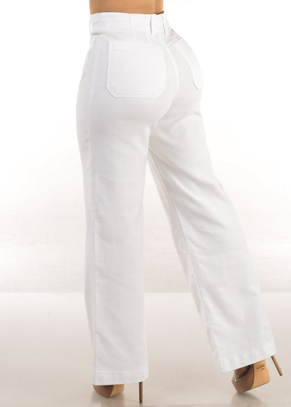 Butt Lift Super High Waist Wide Leg Pants White