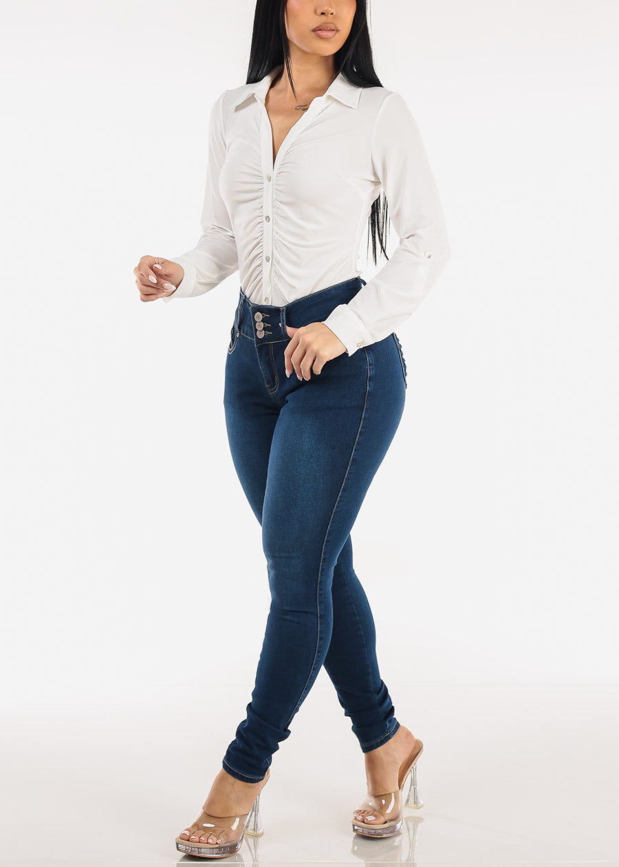 Butt Lift High Waist Stretch Skinny Jeans Dark Wash