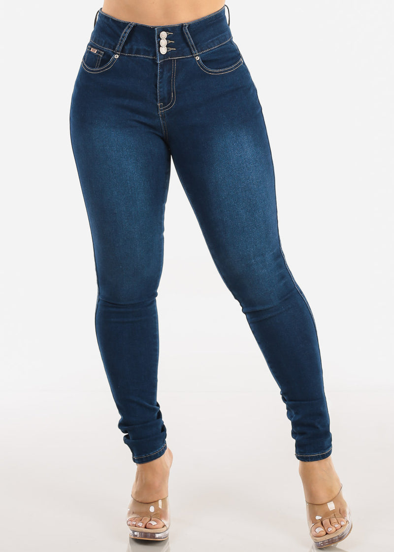 Butt Lift High Waist Stretch Skinny Jeans Dark Wash