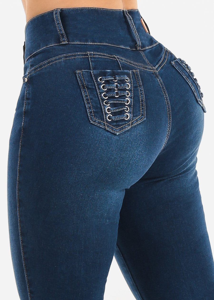 Butt Lift High Waist Stretch Skinny Jeans Dark Wash