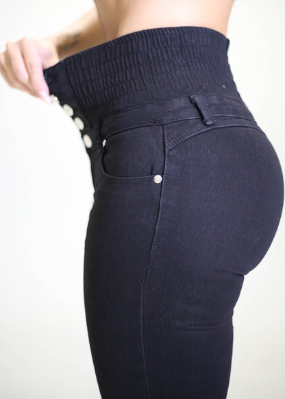 MX JEANS Black Ultra High Spandex Waist Levantacola Skinny Jeans