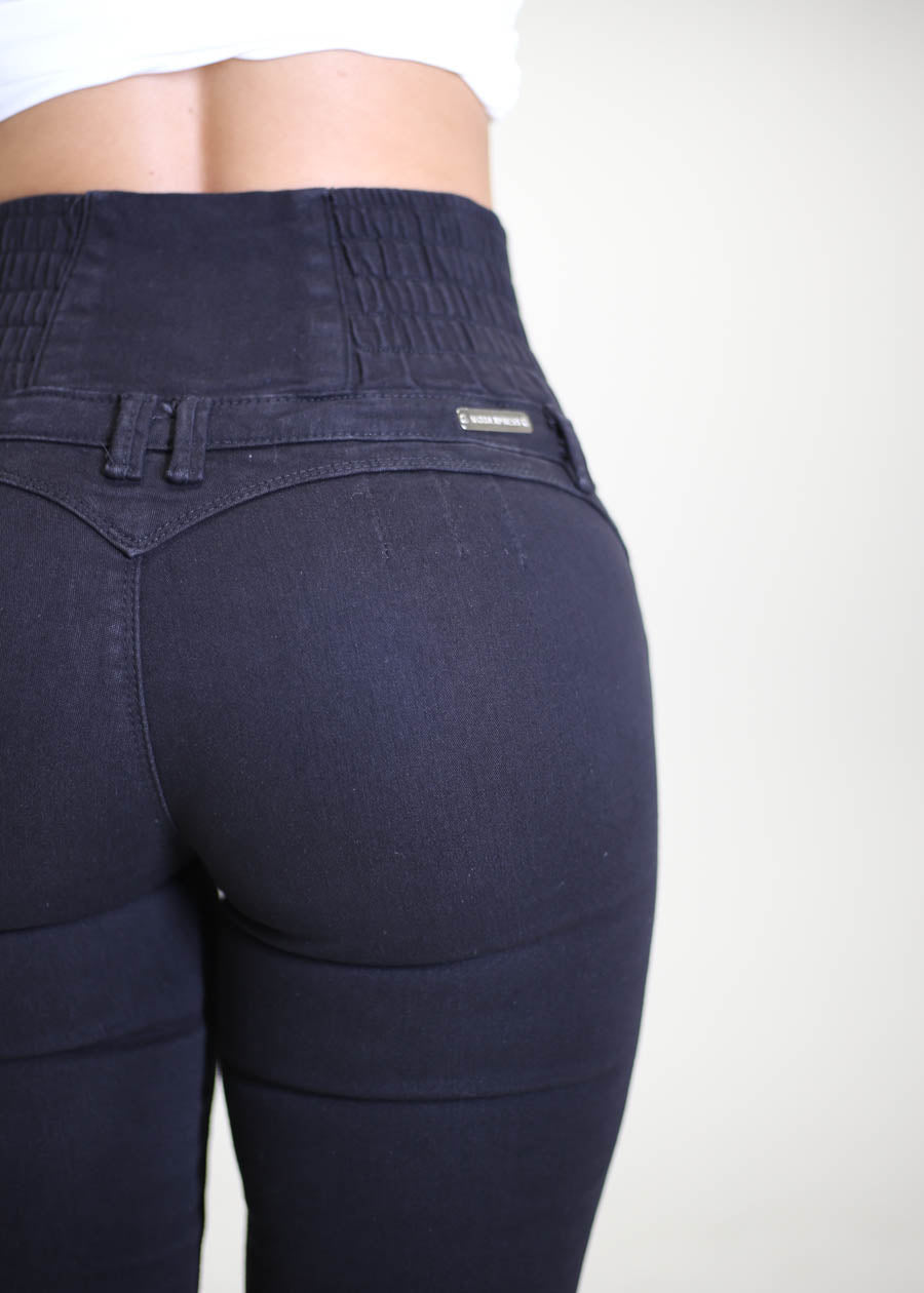 MX JEANS Black Ultra High Spandex Waist Levantacola Skinny Jeans