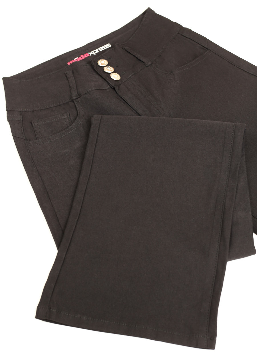 MX JEANS Butt Lift Hyper Stretch Straight Wide Leg Pants Black