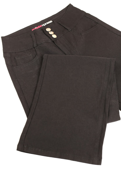 MX JEANS Butt Lift Hyper Stretch Straight Wide Leg Pants Black