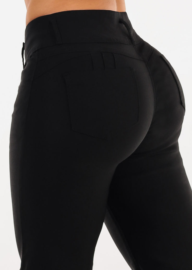 MX JEANS Butt Lift Hyper Stretch Straight Wide Leg Pants Black