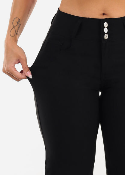 MX JEANS Butt Lift Hyper Stretch Straight Wide Leg Pants Black