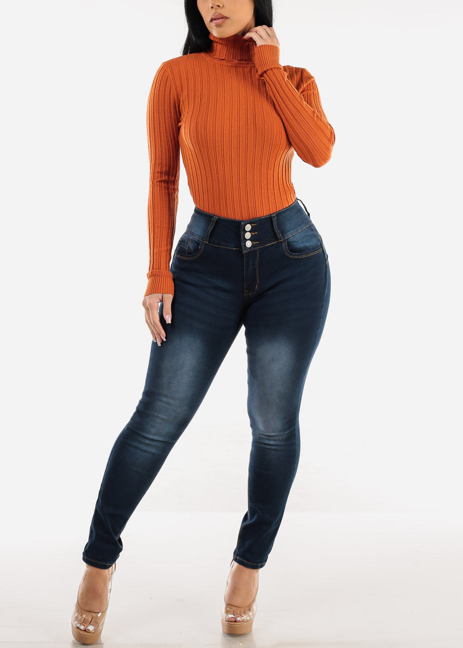 Butt Lift High Waist Skinny Jeans Dark Wash