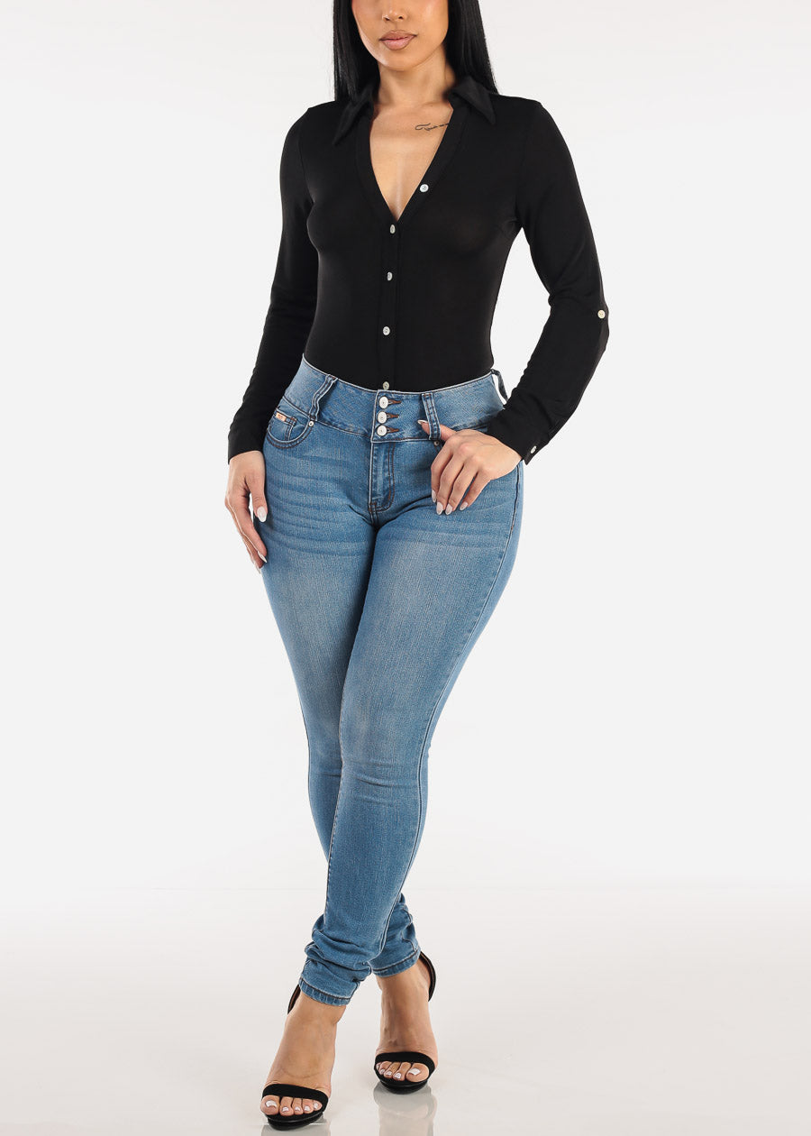 Levantacola High Waist Stretch Skinny Jeans Light Wash