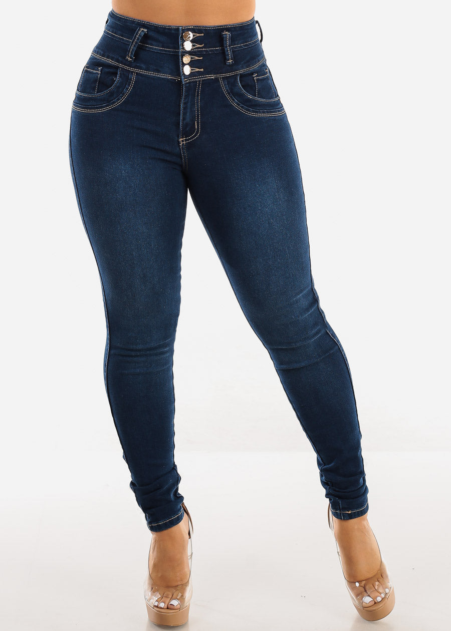 Butt Lift Super High Waist Skinny Jeans Dark Wash