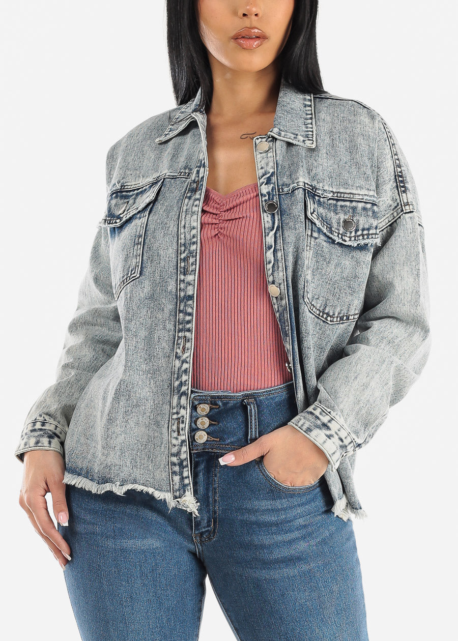 Long Sleeve Vintage Wash Jean Jacket
