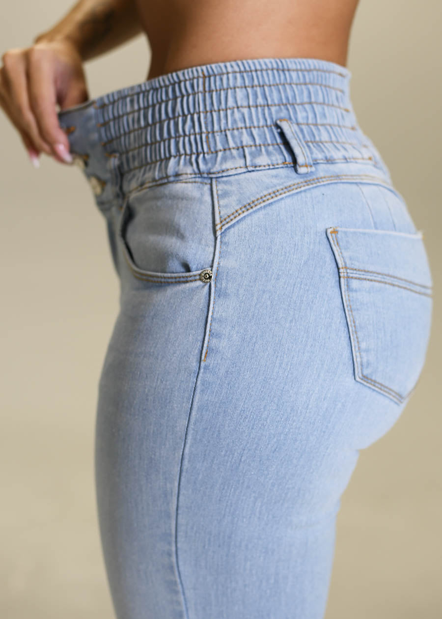 MX JEANS Spandex Waist Butt Lifting Light Blue Skinny Jeans
