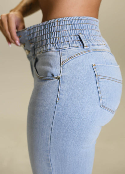 MX JEANS Spandex Waist Butt Lifting Light Blue Skinny Jeans