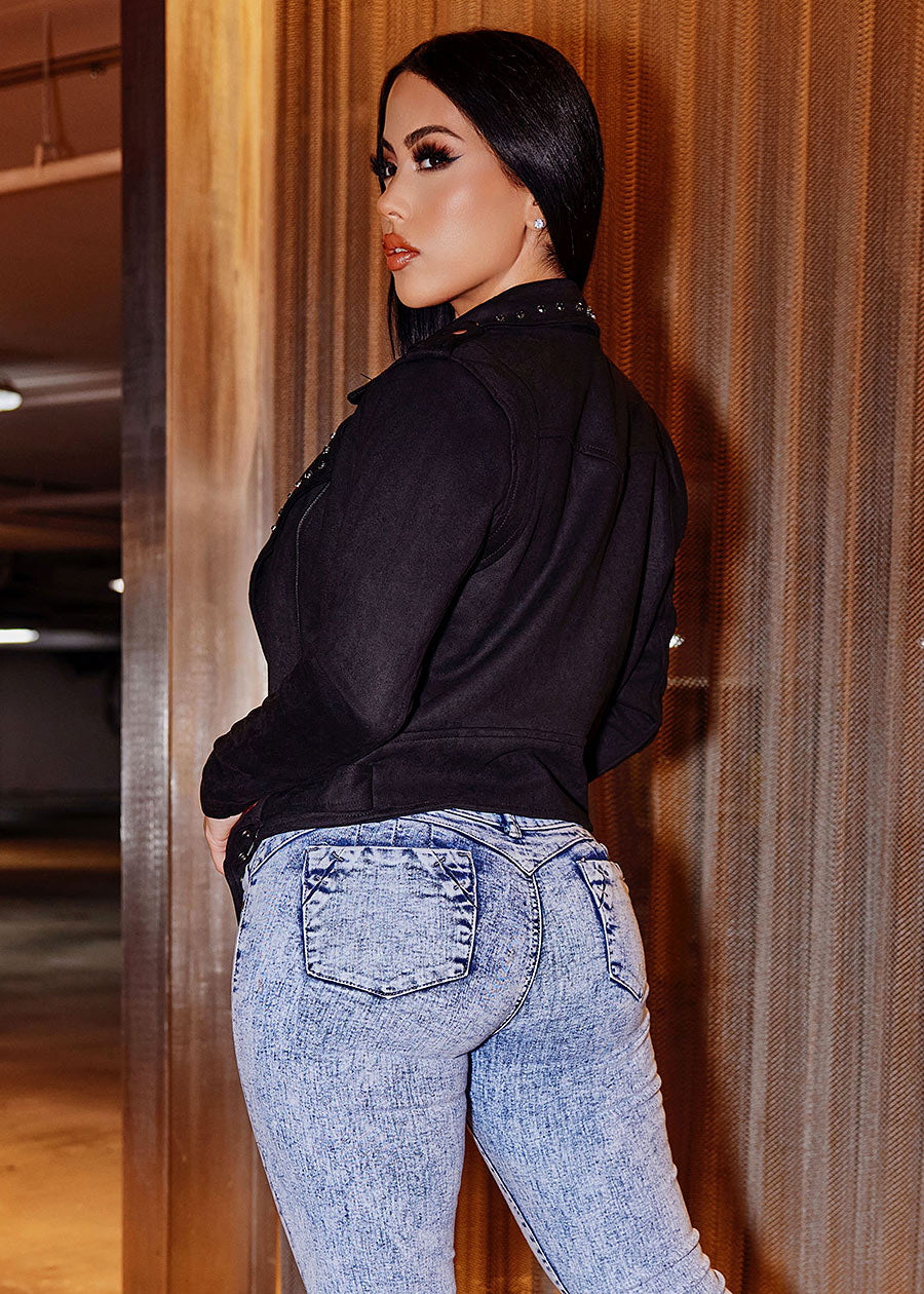 MX JEANS Butt Lifting Mid Rise Acid Wash Bootcut Jeans