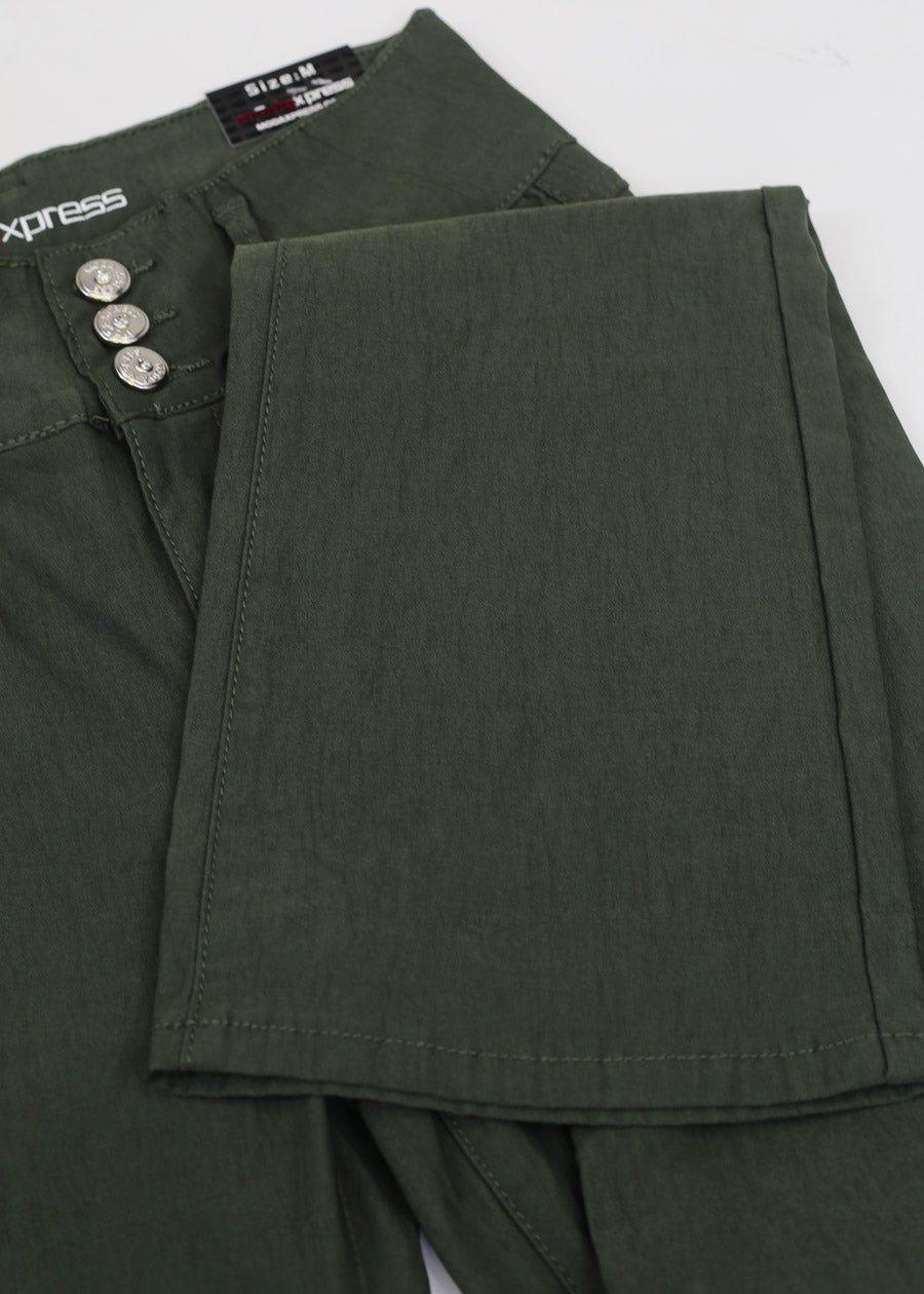 MX JEANS Butt Lift Hyper Stretch Bootcut Pants Olive