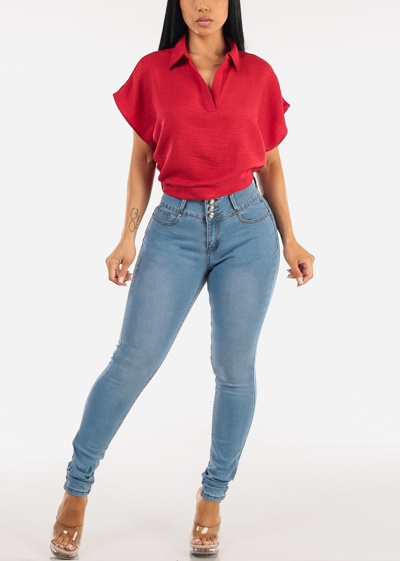 Levantacola High Waist Stretch Skinny Jeans Light Wash