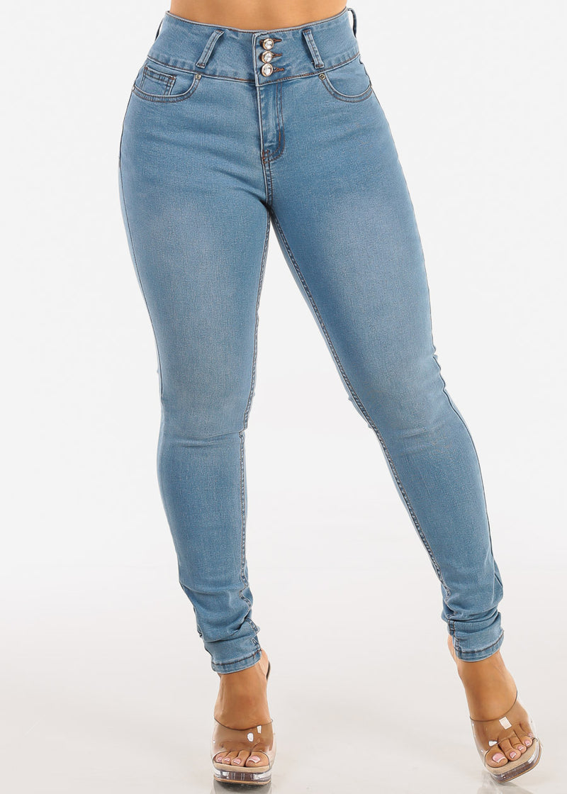 Levantacola High Waist Stretch Skinny Jeans Light Wash