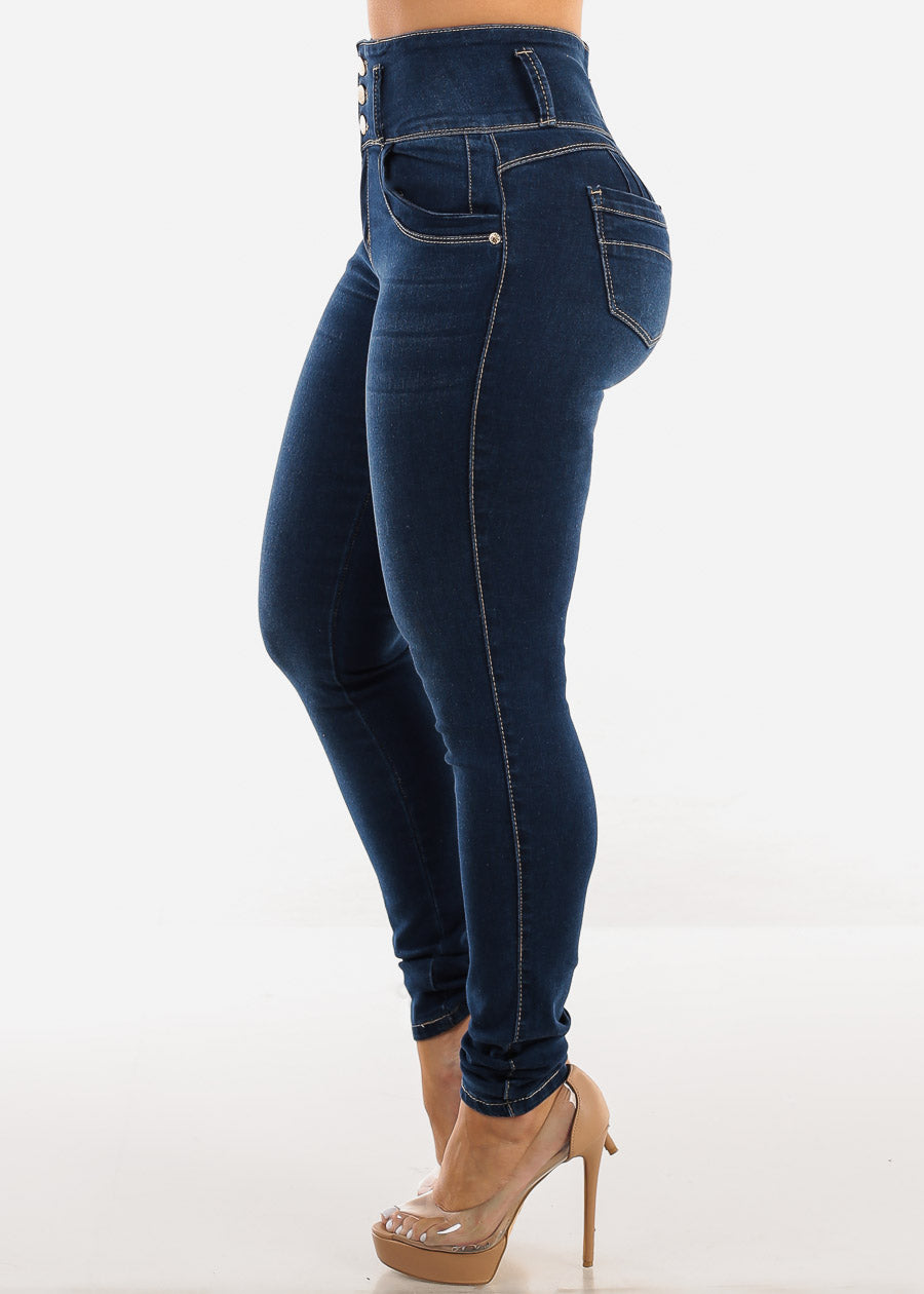 Super High Waist Butt Lifting Dark Skinny Jeans