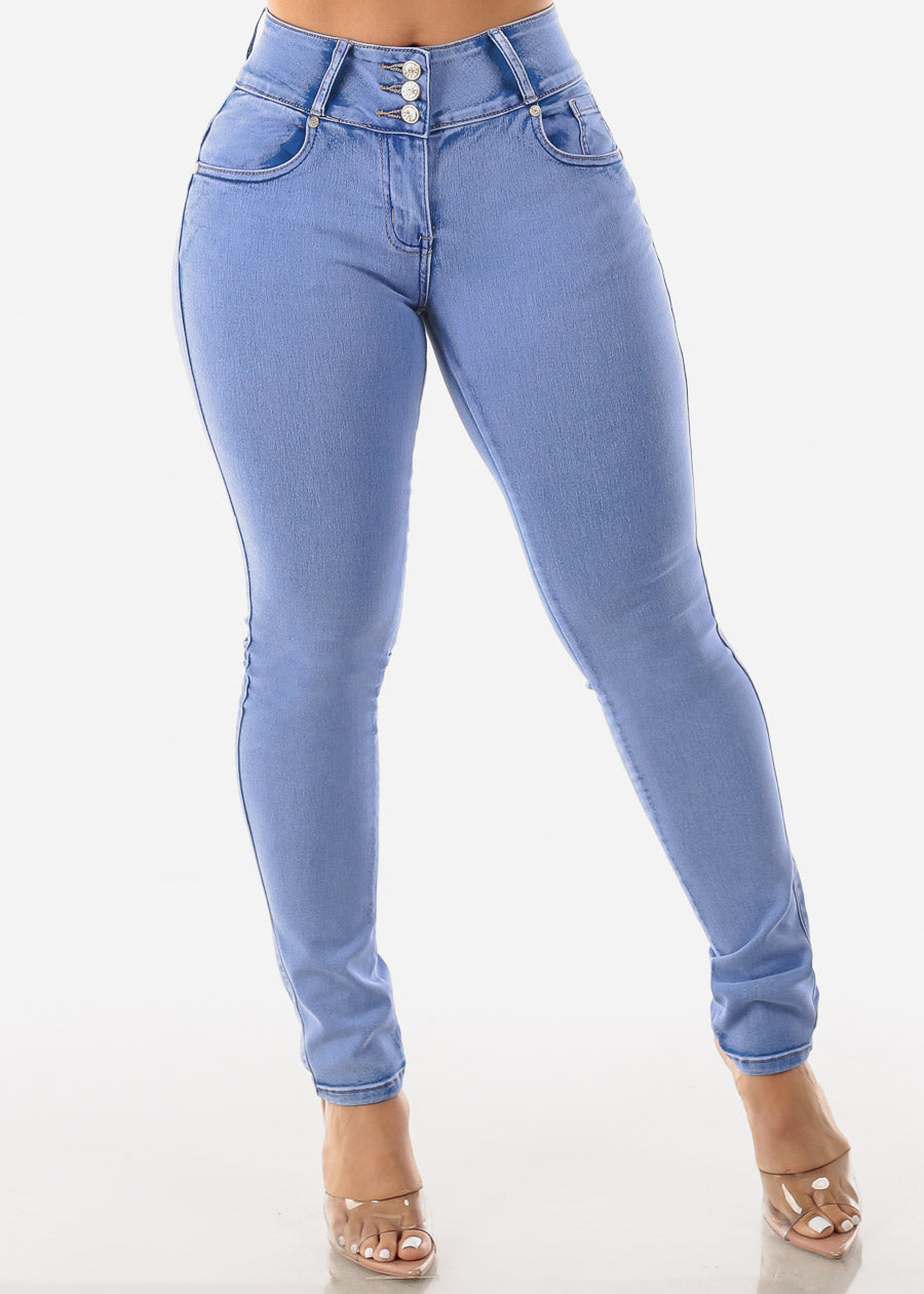 MX JEANS Butt Lift Levanta Cola Light Bleached Skinny Jeans