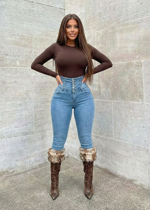 MX JEANS Ultra High Spandex Waist Levantacola Skinny Jeans