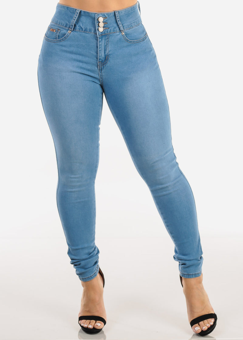 Butt Lift High Waist Stretch Skinny Jeans Light Blue
