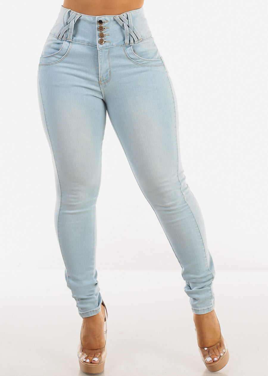 Butt Lift Super High Waist Light Skinny Jeans