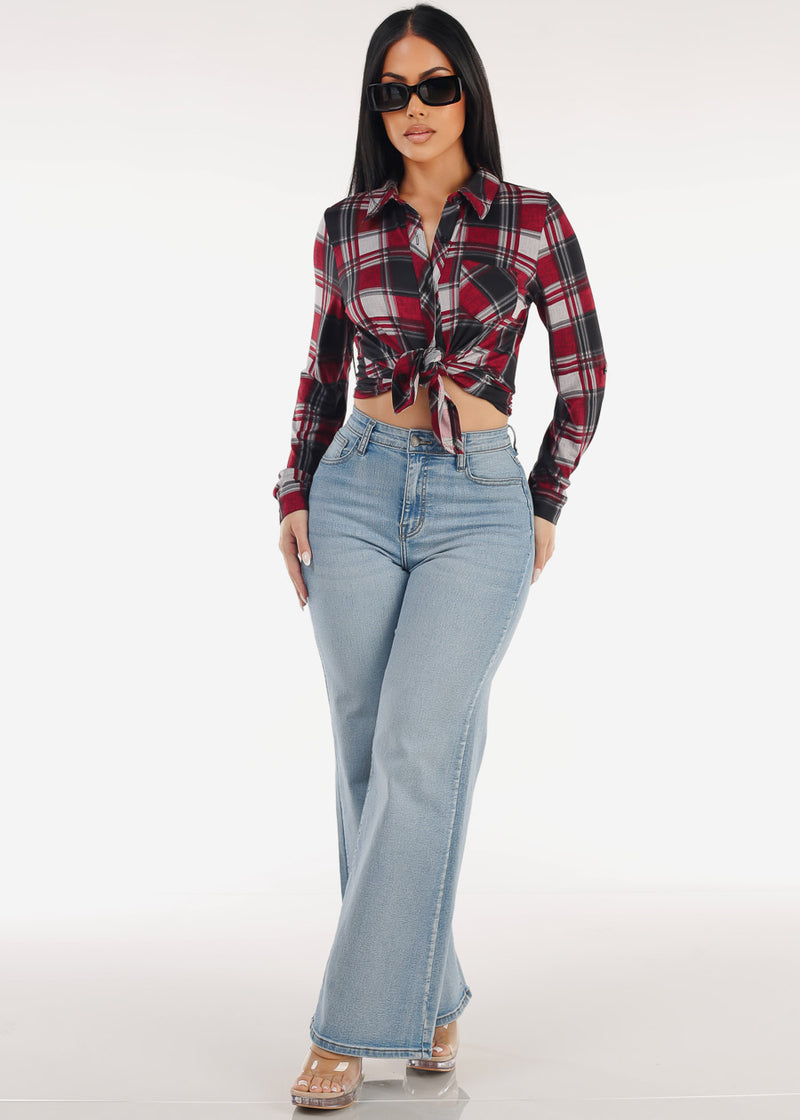 Super High Waisted Stretch Wide Leg Jeans Light Wash