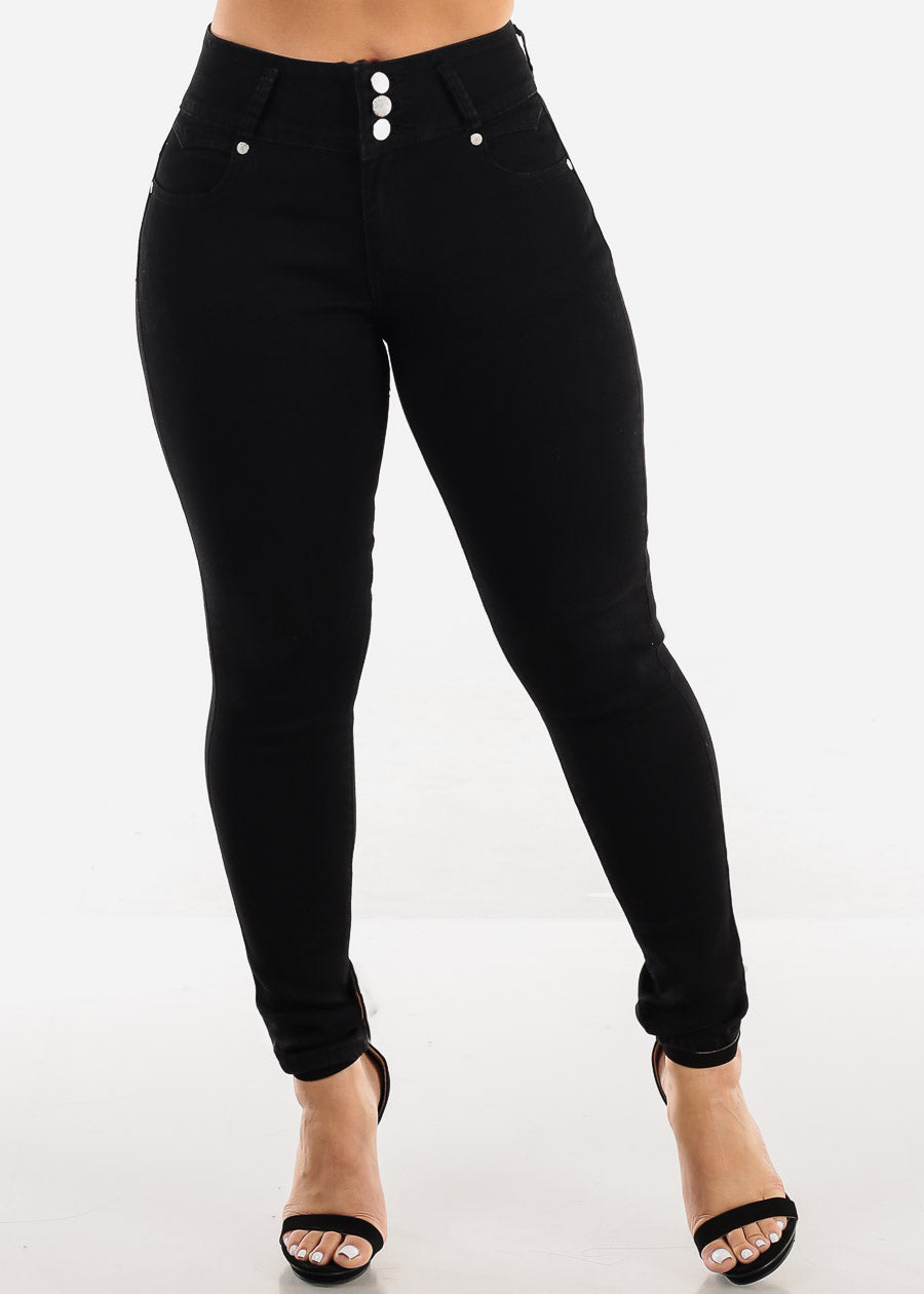 High Rise Levantacola Black Skinny Jeans