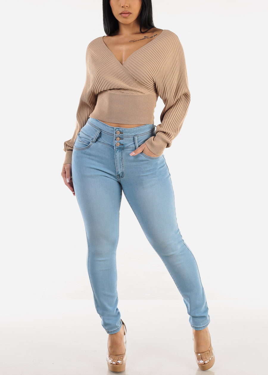 Butt Lift High Waist Stretch Skinny Jeans Light Wash