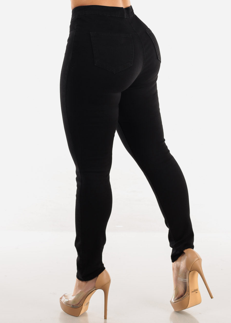 Super High Waist Black Skinny Jeans