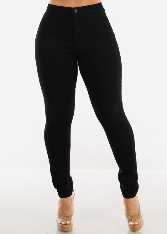 Super High Waist Black Skinny Jeans