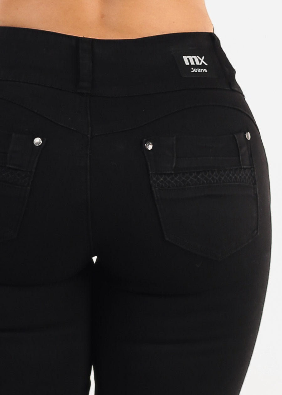 MX JEANS Mid Rise Butt Lifting Black Skinny Jeans