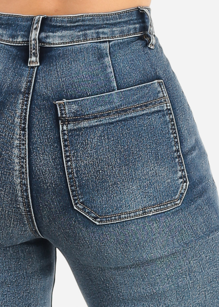 Butt Lift Super High Waist Wide Leg Stretch Jeans Sand Wash