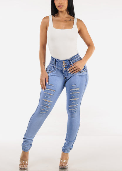 Wide Square Neck Ribbed Thong Bodysuit Cream